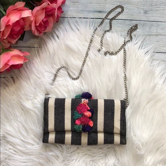 Loeffler Randall Handbags - Loeffler Randall Striped Pom Pom Crossbody Bag